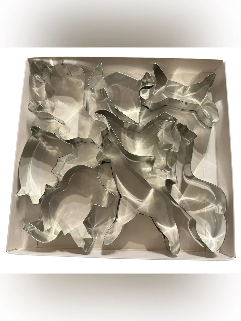 Vintage 1981 Fox Run Noah's Ark 8 Metal Animal Cookie Cutters With Original Box